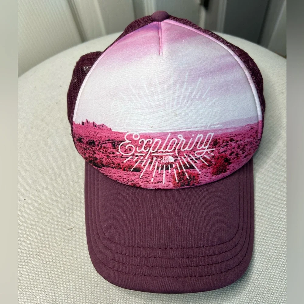 The North Face 'Never Stop Exploring' Adjustable Mesh Trucker Hat Graphic Design